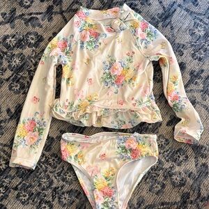 Janie and Jack floral swimsuit rashguard 2t